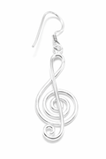 Treble clef sterling silver earring