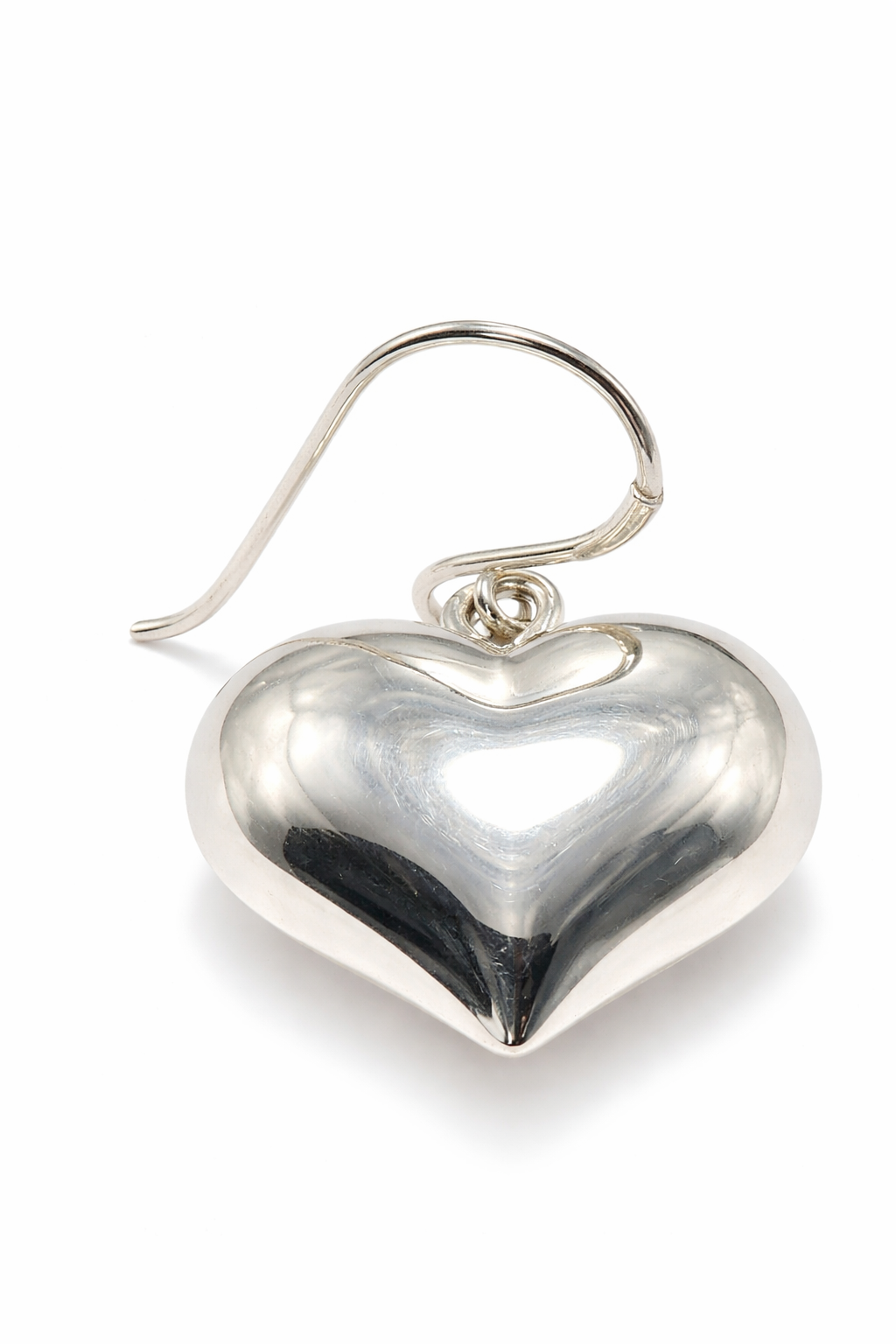 Puffed Heart sterling silver earring