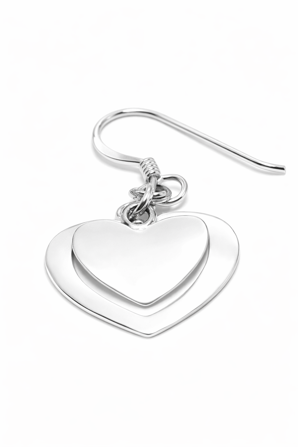 Layered Heart sterling silver earring