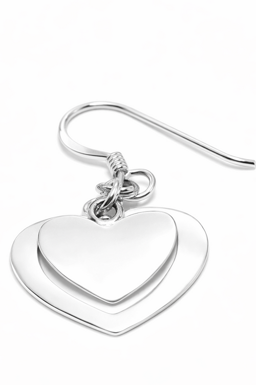 Layered Heart sterling silver earring
