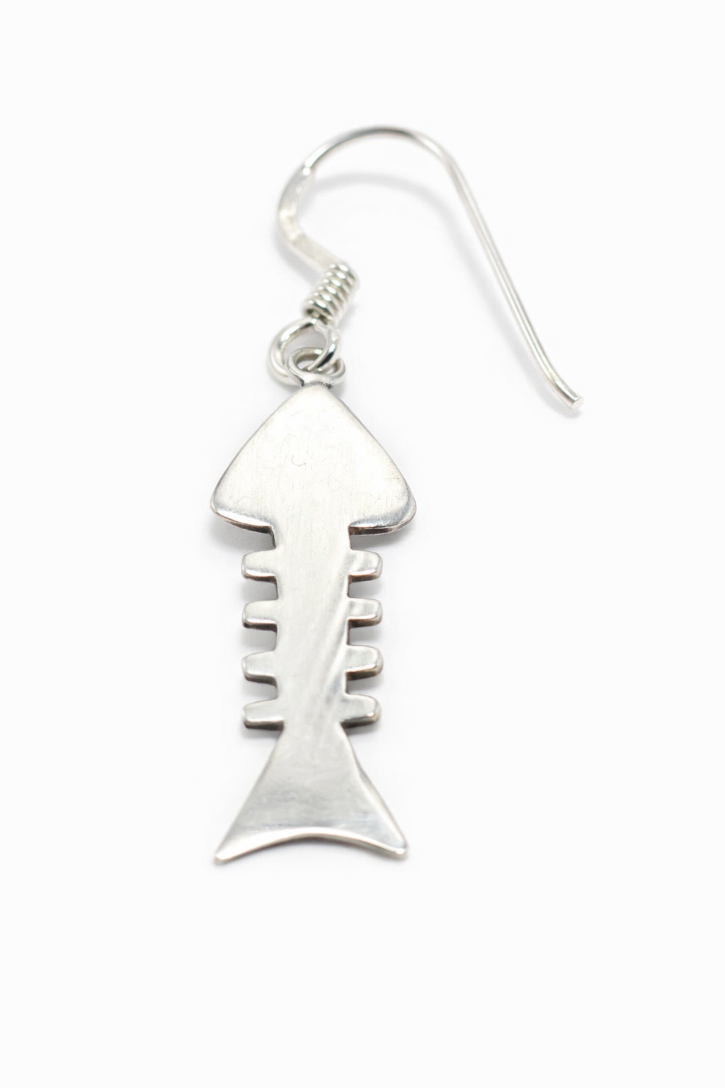 Fishbone sterling silver earring