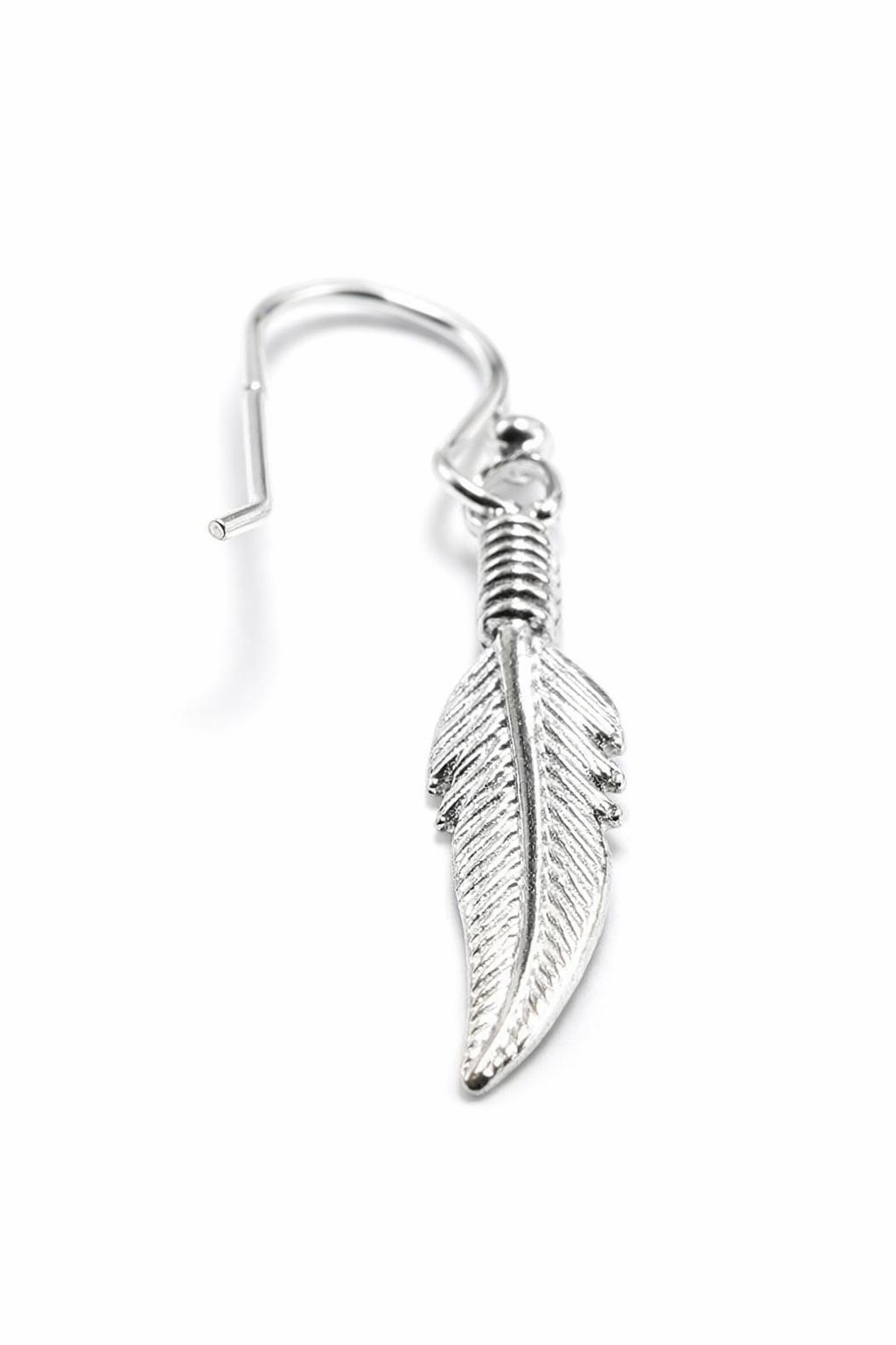 Silver feather earring