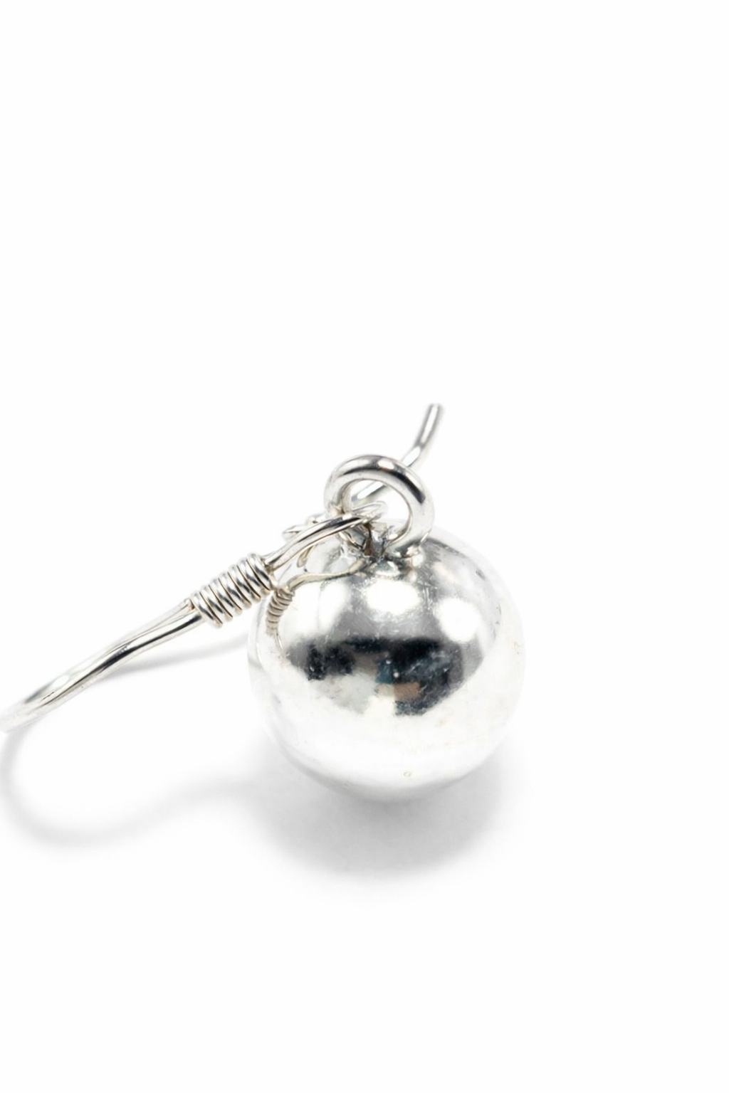 Silver ball drop earring