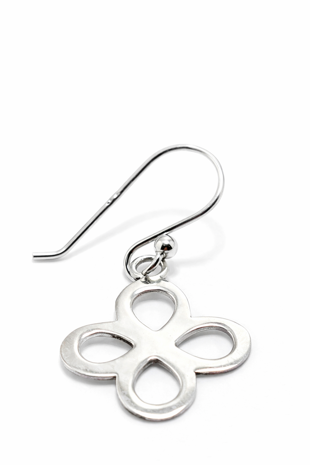 Open Quatrefoil Drop sterling silver clover earring
