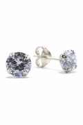 Round brilliant CZ stud sterling silver earrings
