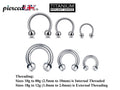 Titanium Horseshoe Barbell: Septum, Nose Ring (6mm to 19mm)