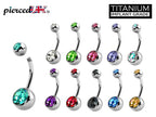 Titanium Navel Ring: Gemstone Belly Bar, 14g (1.6mm)