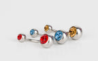 Titanium Internally Threaded Belly Ring: Double Gem Navel Jewelry (14g)