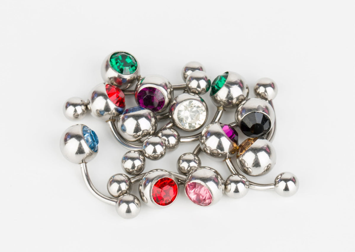 Titanium Navel Ring: Gemstone Belly Bar, 14g (1.6mm)