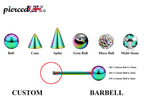 Rainbow Surgical Steel Barbell Stud: Industrial Piercing (18g, 16g, 14g)