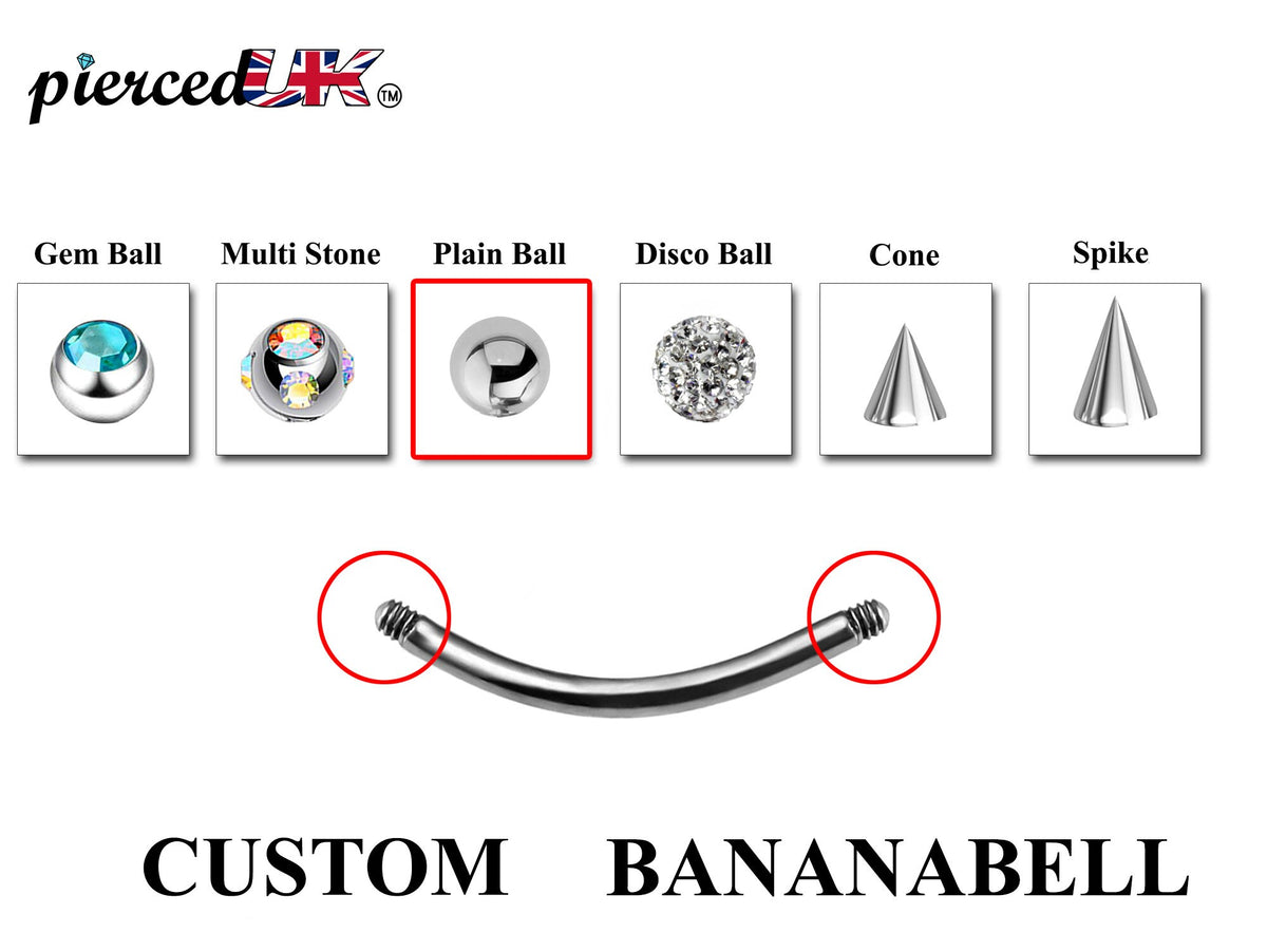 Curved Barbell Piercing: Surgical Steel Bananabell, Spike & Gem Ball Ends