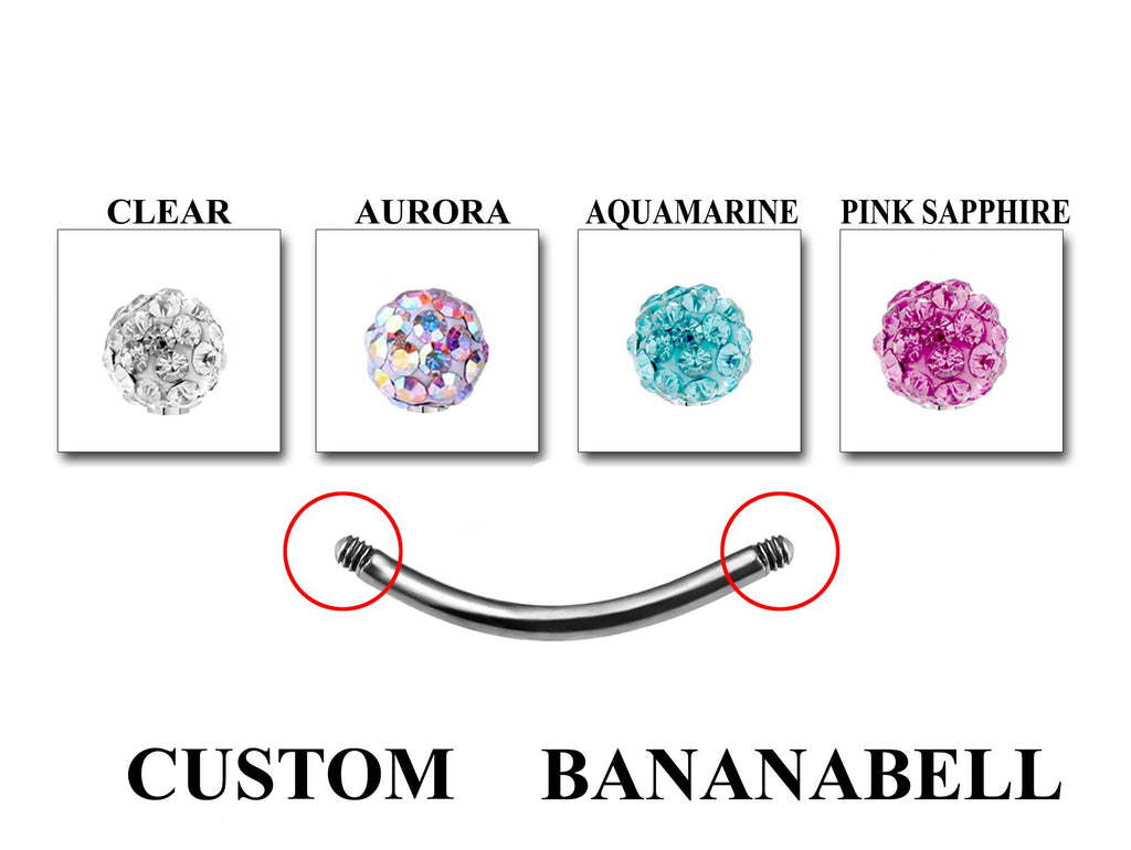 Curved Barbell Piercing: Surgical Steel Bananabell, Spike & Gem Ball Ends