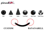 Black Curved Barbell: Surgical Steel Eyebrow, Daith, Vertical Labret Piercing