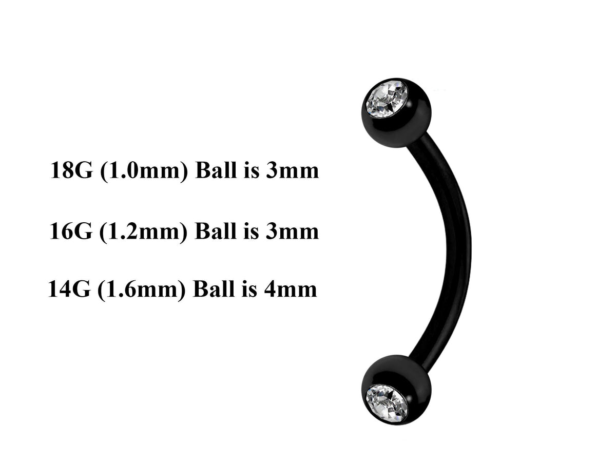 Black Curved Barbell: Surgical Steel Eyebrow, Daith, Vertical Labret Piercing