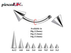 Surgical Steel Curved Barbell with Spike: Daith, Eyebrow Piercing (14g-18g)