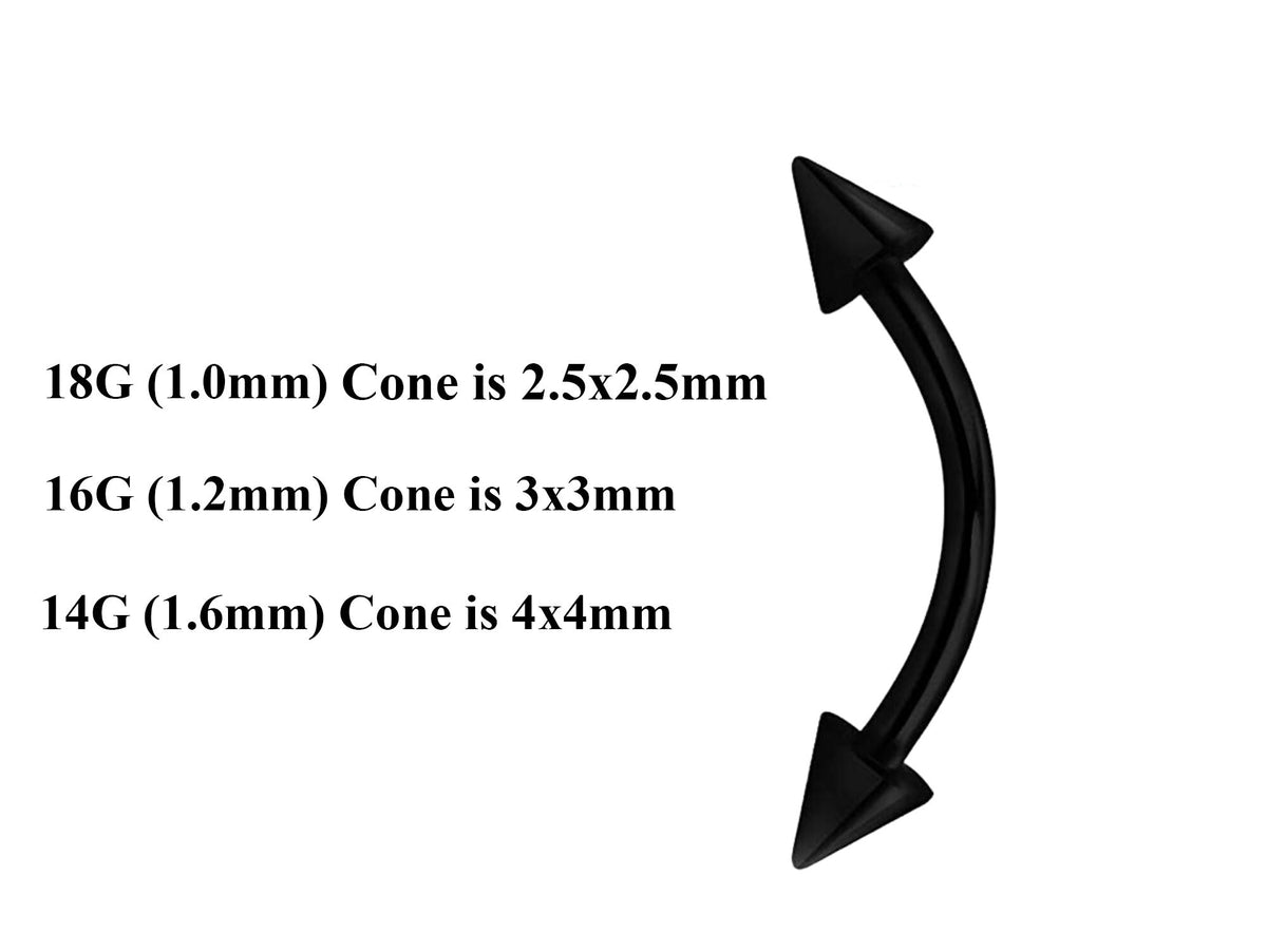 Black Curved Barbell: Surgical Steel Eyebrow, Daith, Vertical Labret Piercing