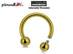 Gold Titanium Horseshoe Barbell: Internally Threaded Septum Ring (16G-00G)
