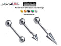 Titanium Ball Cone Spike Barbell: 18G 16G 14G Body Piercing Jewelry