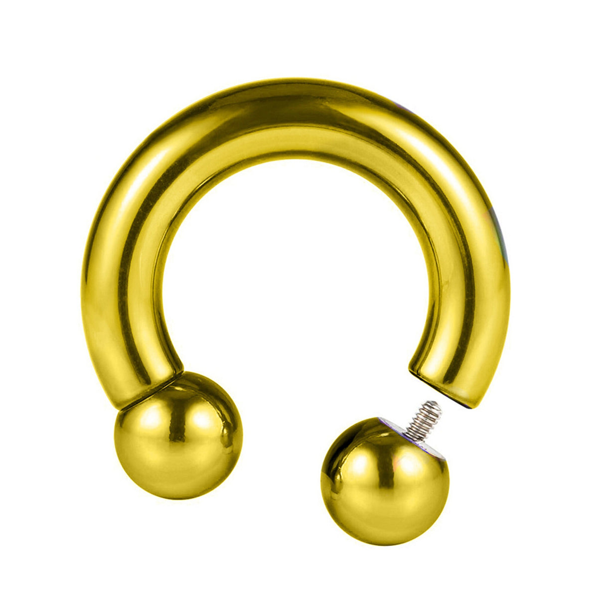 Gold Titanium Horseshoe Barbell: Internally Threaded Septum Ring (16G-00G)