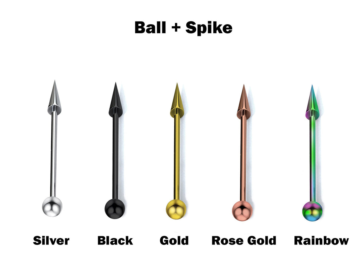 Titanium Ball Cone Spike Barbell: 18G 16G 14G Body Piercing Jewelry