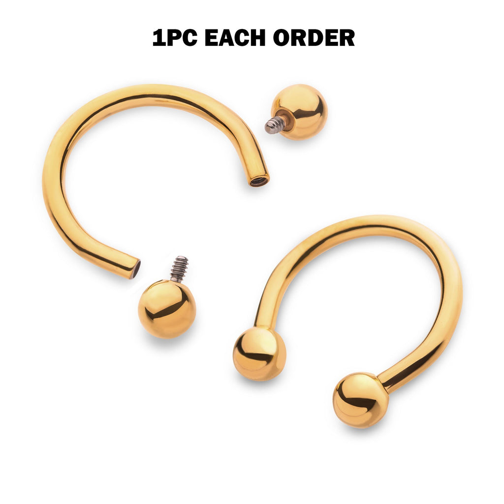 Gold Titanium Horseshoe Barbell: Internally Threaded Septum Ring (16G-00G)