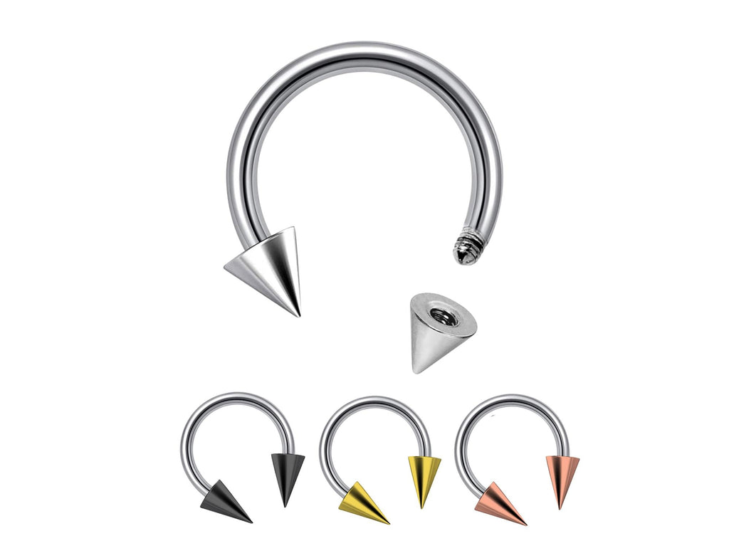 Titanium Cone Spike Horseshoe Barbell: 16G 14G Septum Ring