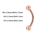 Rose Gold Curved Barbell: Surgical Steel Eyebrow, Daith Piercing (18g-14g)