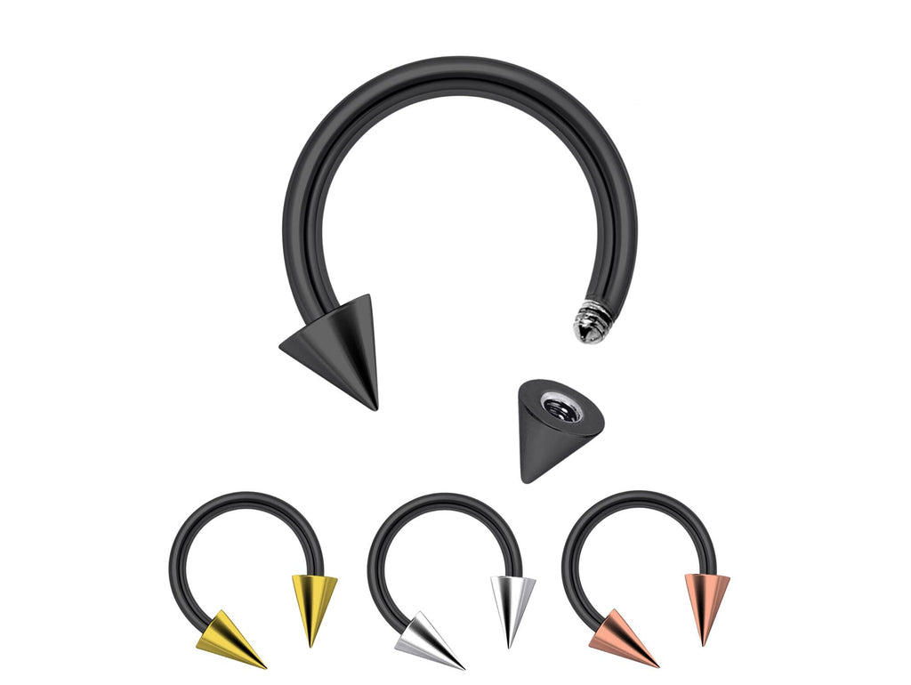 Titanium Cone Spike Horseshoe Barbell: 16G 14G Septum Ring