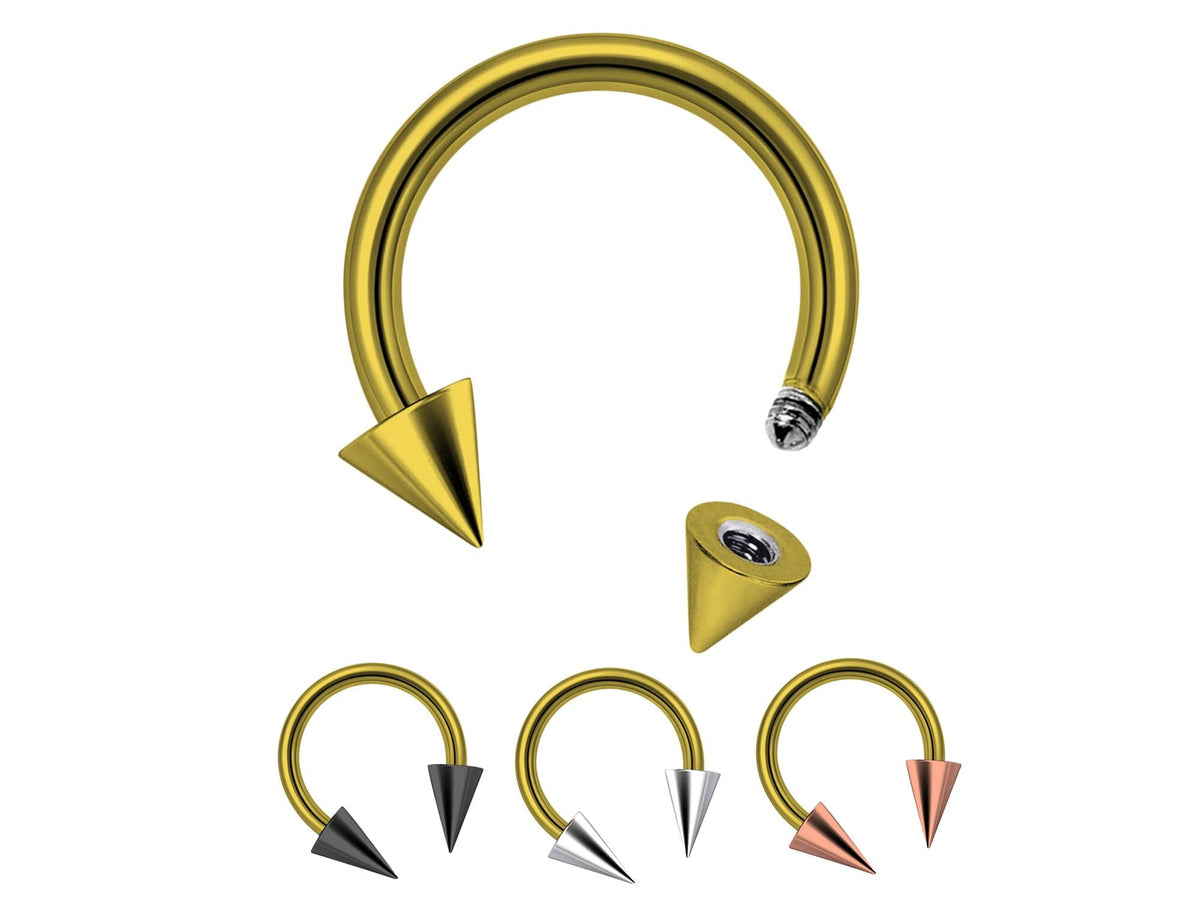 Titanium Cone Spike Horseshoe Barbell: 16G 14G Septum Ring
