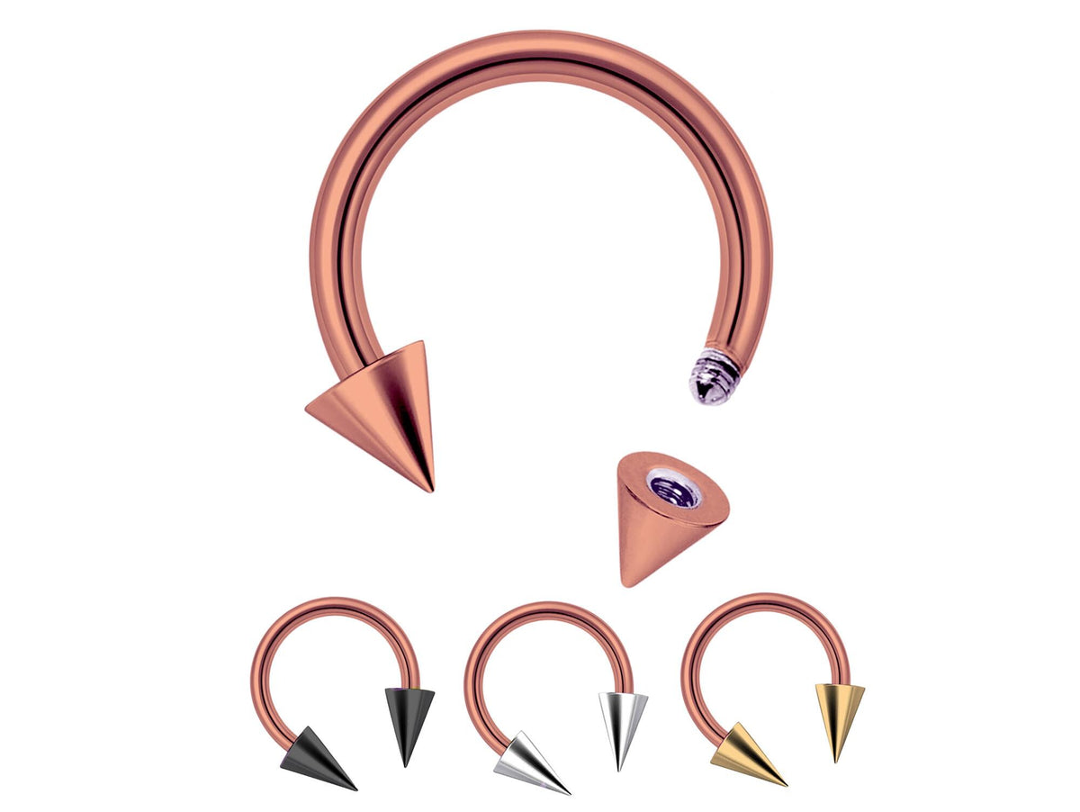 Titanium Cone Spike Horseshoe Barbell: 16G 14G Septum Ring