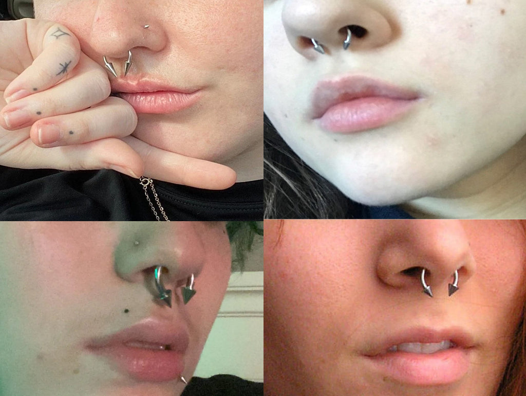 Titanium Cone Spike Horseshoe Barbell: 16G 14G Septum Ring