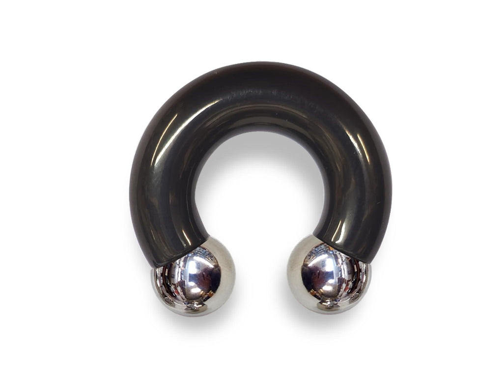 Black Prince Albert Ring: Surgical Steel Horseshoe Barbell - Custom Balls