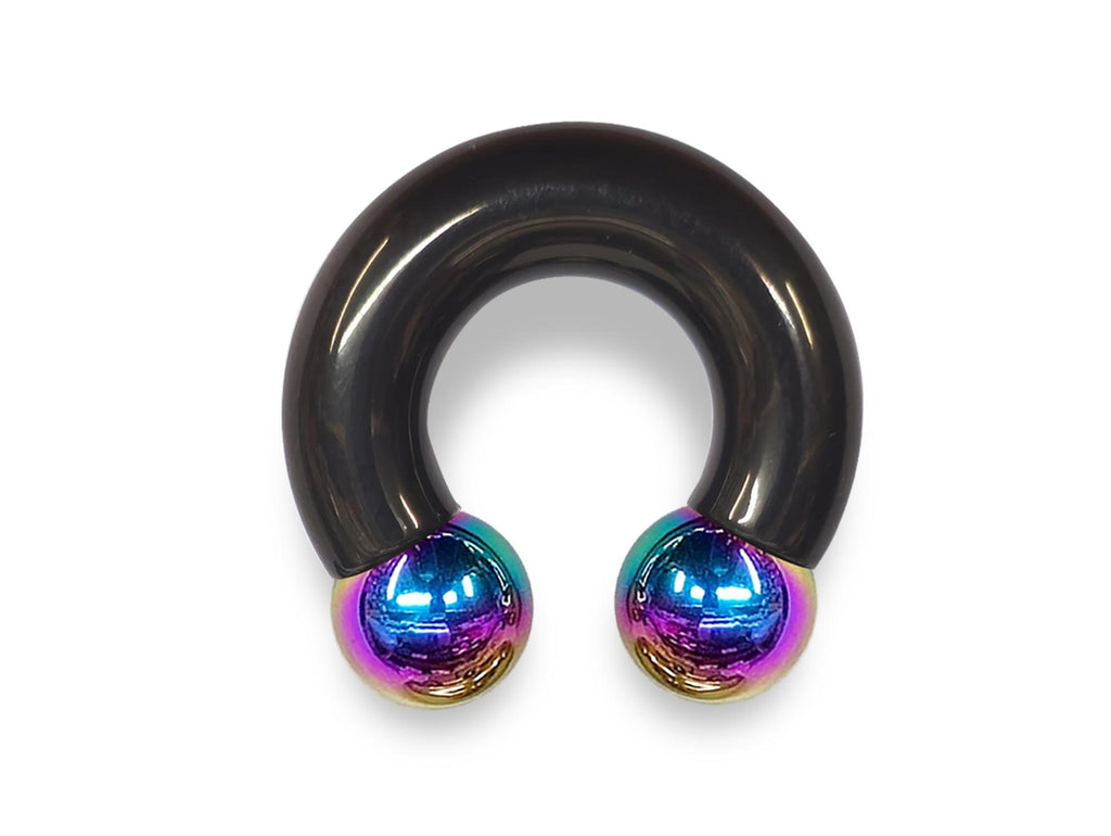 Black Prince Albert Ring: Surgical Steel Horseshoe Barbell - Custom Balls