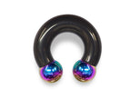 Black Prince Albert Ring: Surgical Steel Horseshoe Barbell - Custom Balls