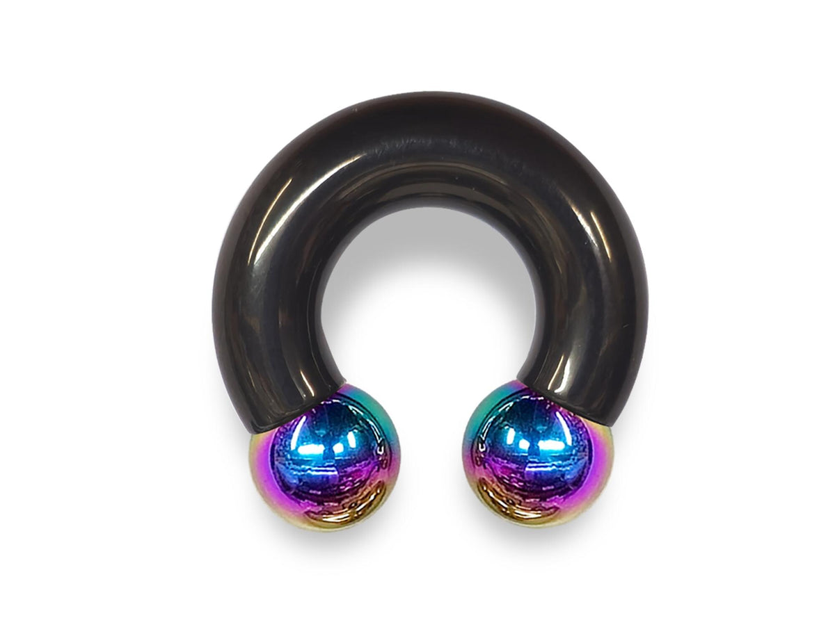 Black Prince Albert Ring: Surgical Steel Horseshoe Barbell - Custom Balls