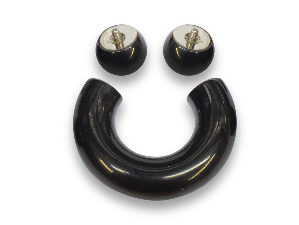 Black Prince Albert Ring: Surgical Steel Horseshoe Barbell - Custom Balls