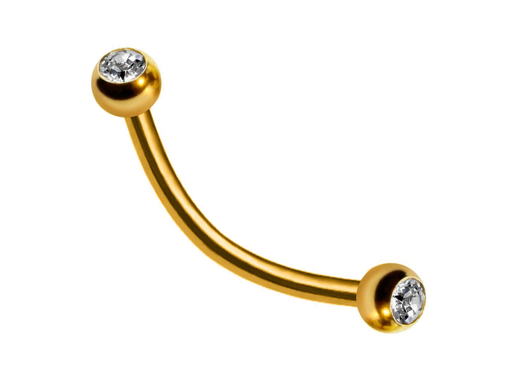 Curved Barbell: Surgical Steel Daith, Eyebrow Piercing with Crystal Gem