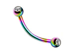Curved Barbell: Surgical Steel Daith, Eyebrow Piercing with Crystal Gem