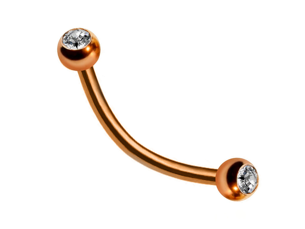 Curved Barbell: Surgical Steel Daith, Eyebrow Piercing with Crystal Gem