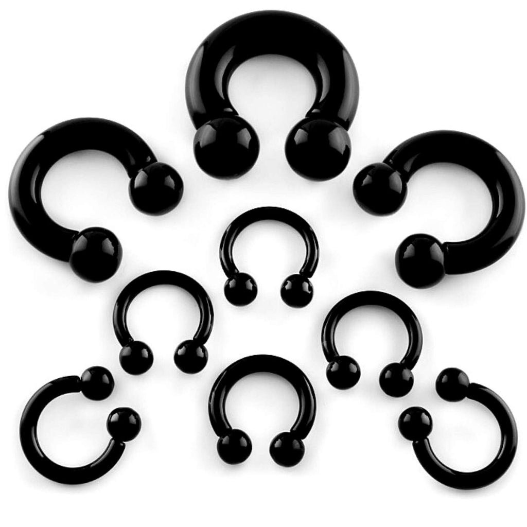 Black Surgical Steel Horseshoe Septum/Nose Ring (2pcs) - 10g to 00g