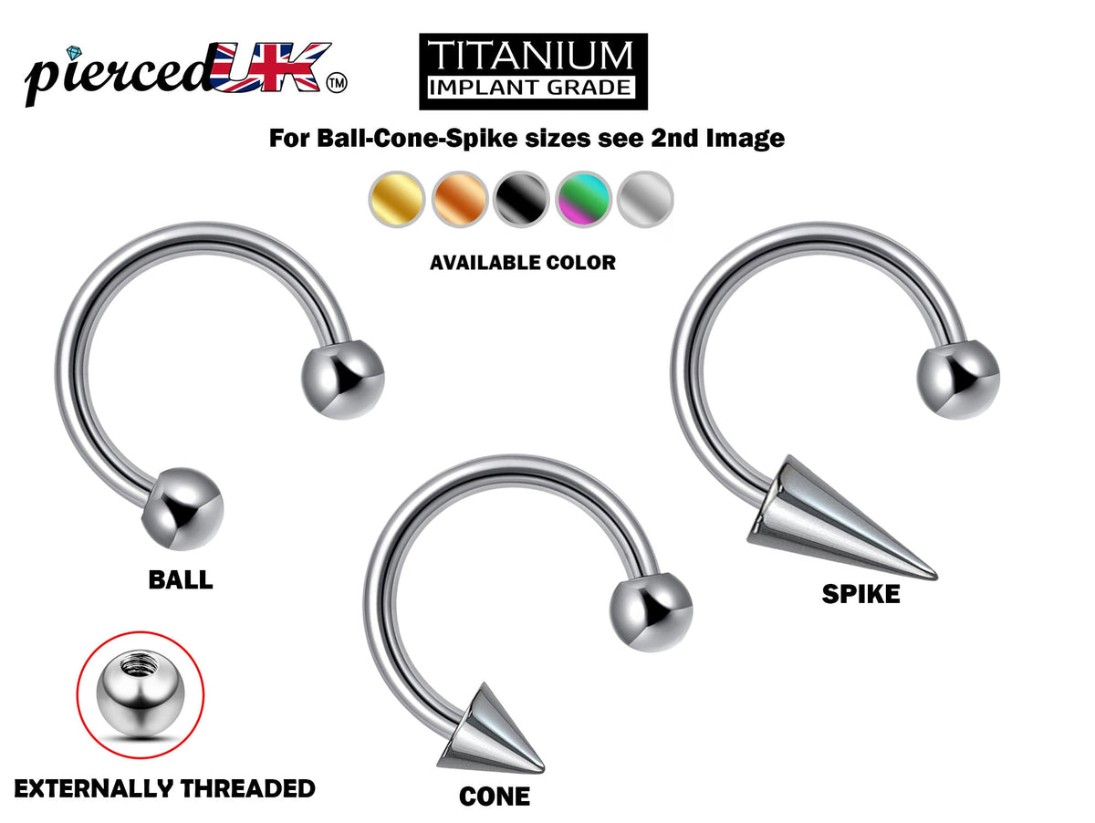 Titanium Spike Lip Ring: Ball Cone Septum, Helix, Cartilage Piercing (18G 16G 14G)