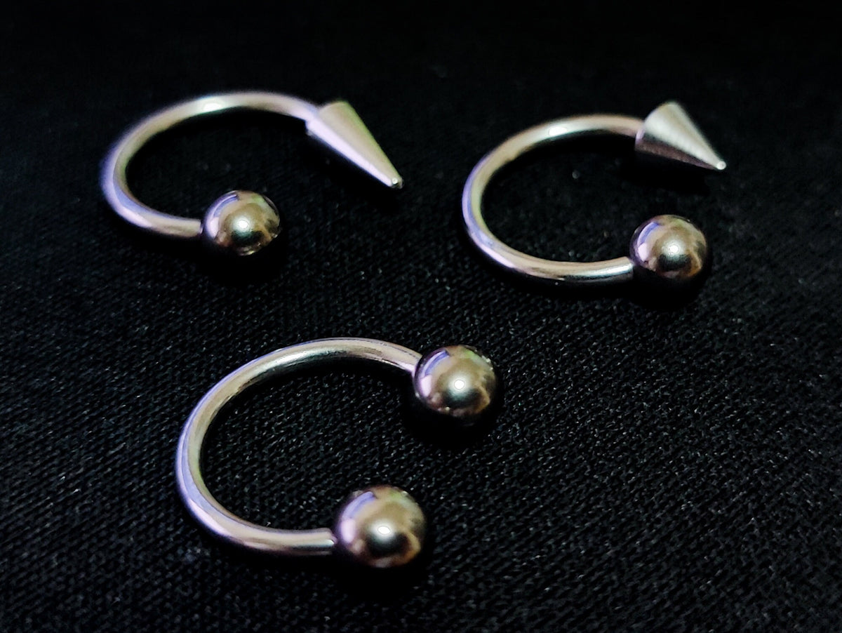 Titanium Spike Lip Ring: Ball Cone Septum, Helix, Cartilage Piercing (18G 16G 14G)