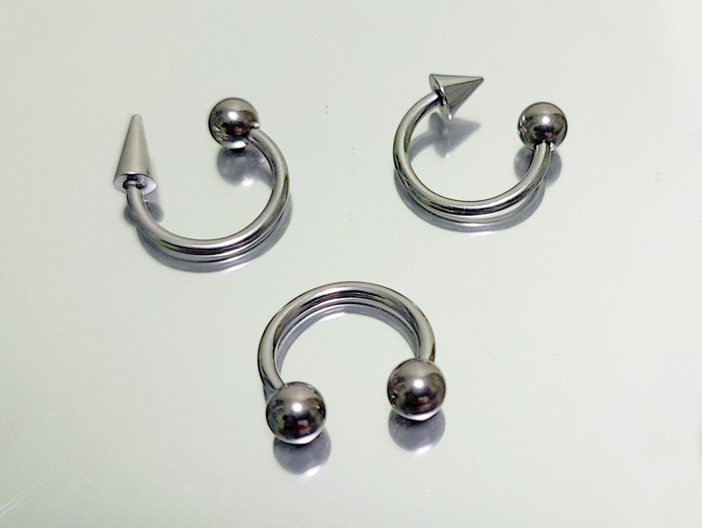 Titanium Spike Lip Ring: Ball Cone Septum, Helix, Cartilage Piercing (18G 16G 14G)