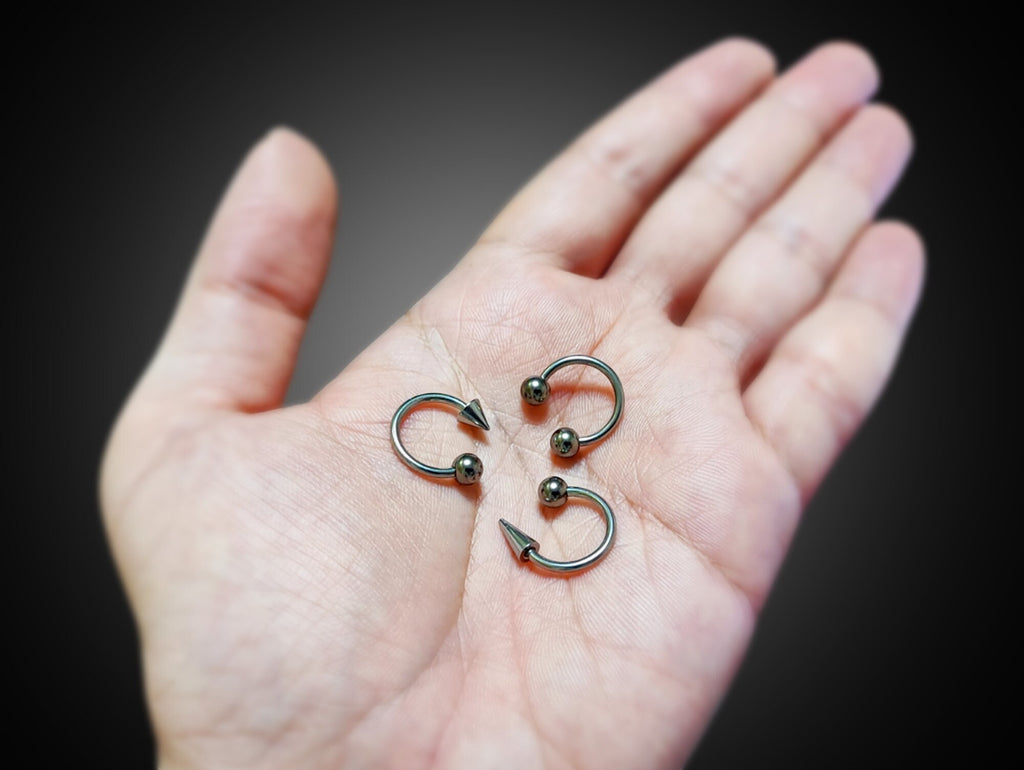 Titanium Spike Lip Ring: Ball Cone Septum, Helix, Cartilage Piercing (18G 16G 14G)