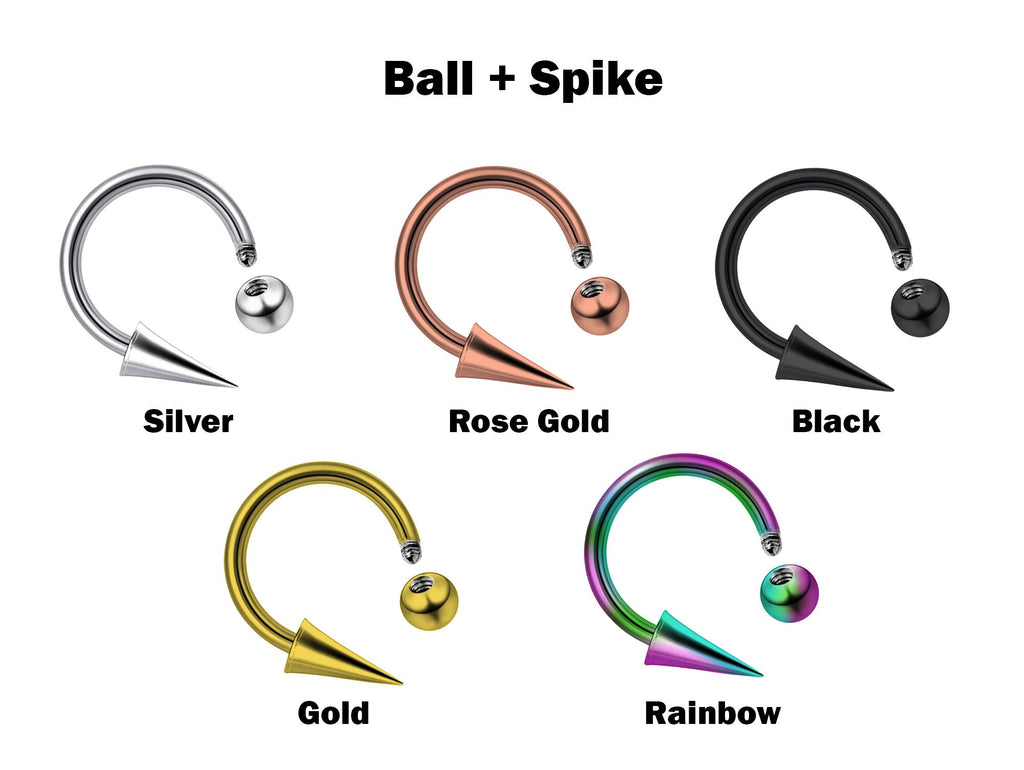 Titanium Spike Lip Ring: Ball Cone Septum, Helix, Cartilage Piercing (18G 16G 14G)