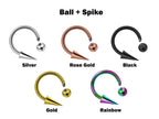 Titanium Spike Lip Ring: Ball Cone Septum, Helix, Cartilage Piercing (18G 16G 14G)