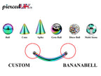 Rainbow Curved Barbell: Surgical Steel Lip, Daith Piercing (18g-14g)