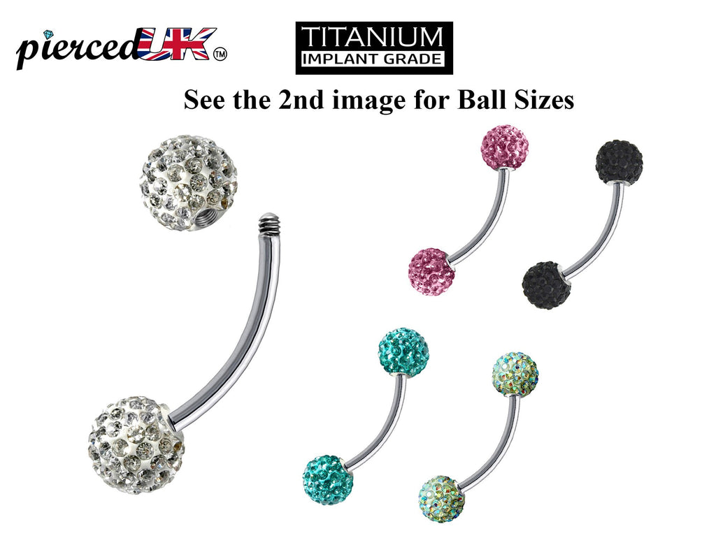 Titanium Daith Piercing: Multi Crystal Ball Curved Barbell