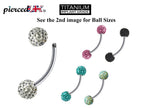 Titanium Daith Piercing: Multi Crystal Ball Curved Barbell