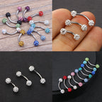 Titanium Daith Piercing: Multi Crystal Ball Curved Barbell